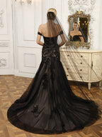 Hestia black back view wedding dress
