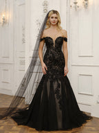 Hestia black side view wedding dress