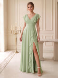 Rosalind Coral front view wedding guest dress
