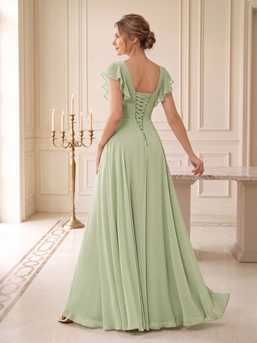 Rosalind Coral back view wedding guest dress
