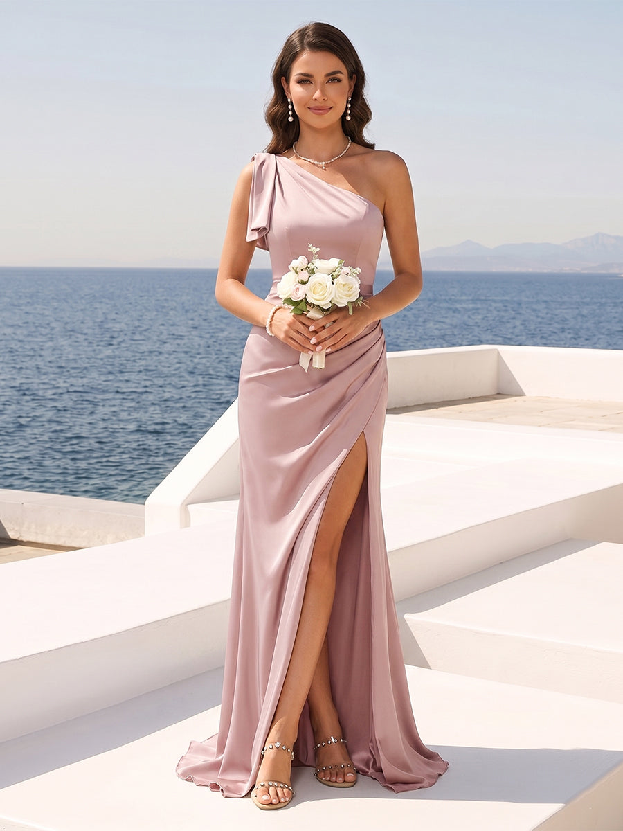 Florence Dusty Rose front view bridesmaid dress