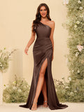 Florence Brown front view bridesmaid dress