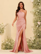 Florence Coral front view bridesmaid dress