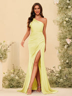 Florence Yellow front view bridesmaid dress