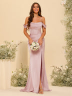 Karina Dusty Rose hem detail bridesmaid dress