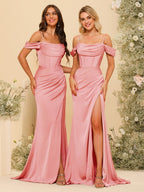 Karina Coral back view bridesmaid dress
