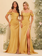 Karina Gold back view bridesmaid dress