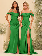 Karina Forest Green front view bridesmaid dress