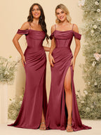 Karina Burgundy back view bridesmaid dress