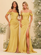 Karina Gold front view bridesmaid dress