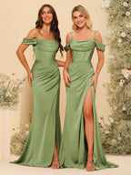 Karina Olive Green front view bridesmaid dress