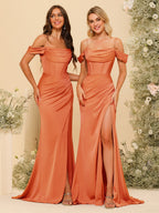 Karina Orange front view bridesmaid dress