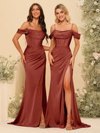 Karina Rust front view bridesmaid dress