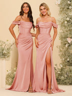 Karina Coral front view bridesmaid dress