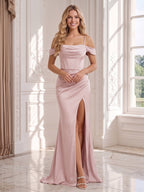 Cressida Bloom Dusty Rose front view wedding guest dress