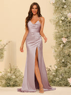 Maristella Dusty Rose back view bridesmaid dress