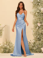 Maristella Lavender front view bridesmaid dress