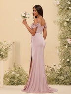 Zora Dusty Rose detail view 8 bridesmaid dress