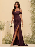 Zora Burgundy front view bridesmaid dress