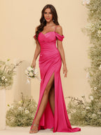 Zora Fuchsia front view bridesmaid dress