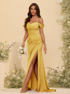 Zora Gold front view bridesmaid dress