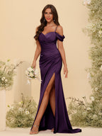 Zora Plum back view bridesmaid dress