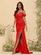 Zora Red front view bridesmaid dress