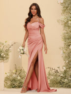 Zora Coral front view bridesmaid dress