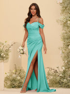 Zora Turquoise front view bridesmaid dress