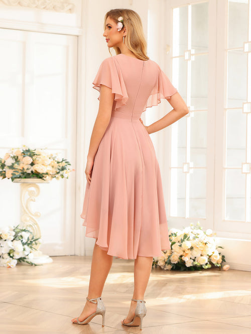 Asteria Dusty Rose back view wedding guest dress