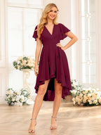 Asteria Burgundy side view wedding guest dress
