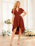 Asteria Rust front view wedding guest dress