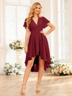 Asteria Burgundy back view wedding guest dress