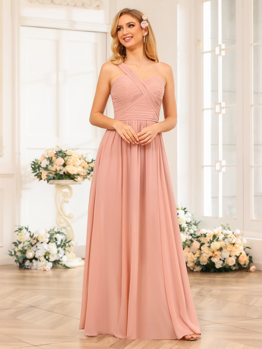Nerissa Dusty Rose front view bridesmaid dress