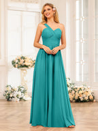 Nerissa Turquoise front view bridesmaid dress