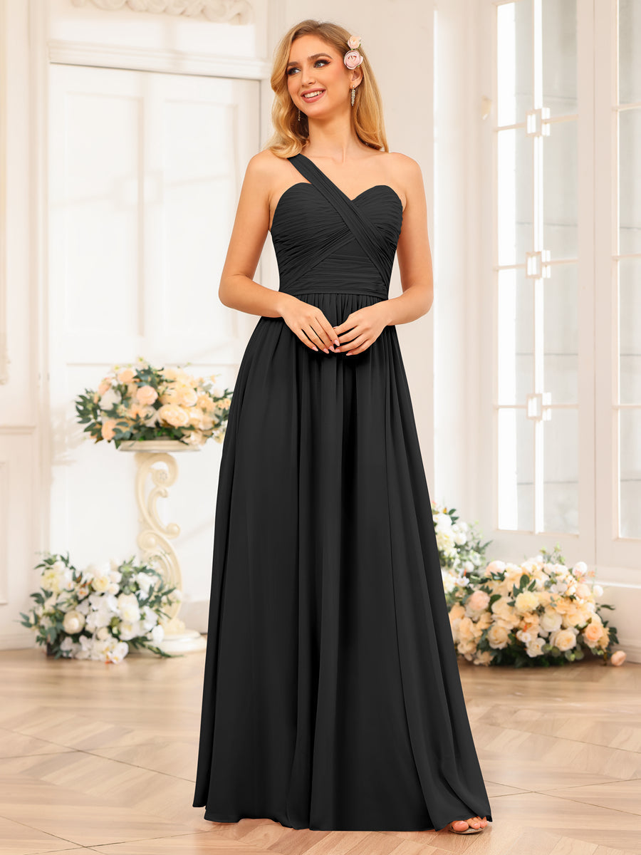 Nerissa Black front view bridesmaid dress