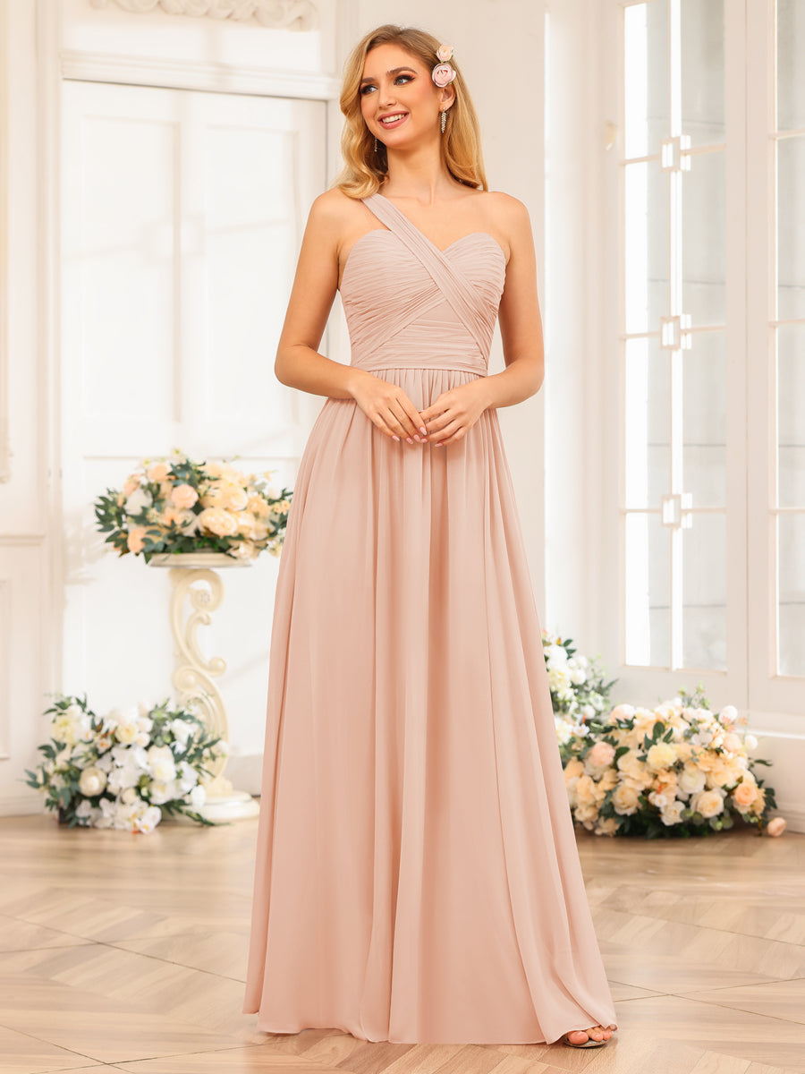 Nerissa Blush front view bridesmaid dress