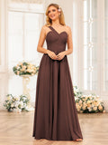Nerissa Brown front view bridesmaid dress