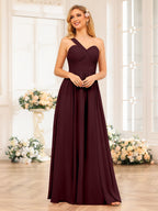 Nerissa Burgundy front view bridesmaid dress
