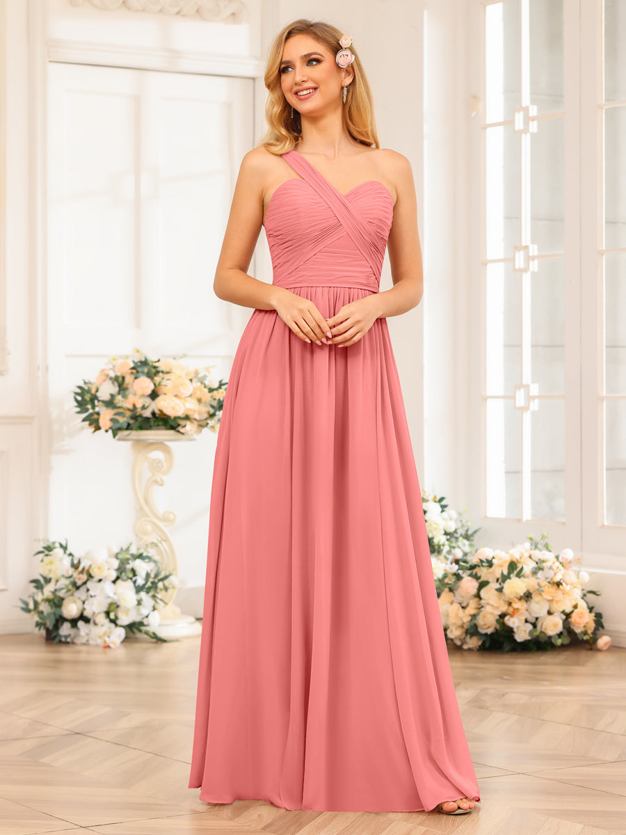 Nerissa Coral back view bridesmaid dress