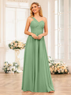 Nerissa Sage Green back view bridesmaid dress