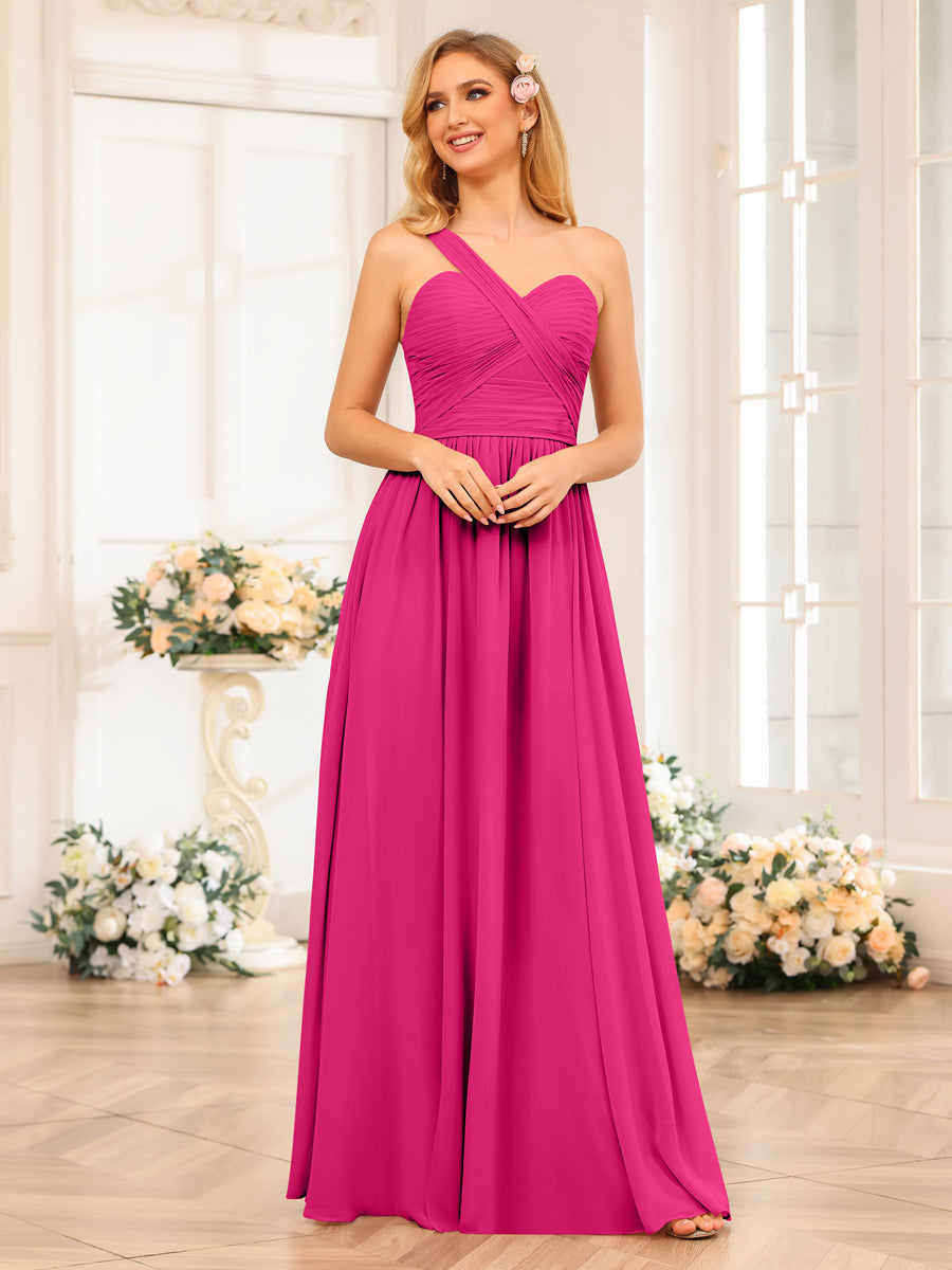 Nerissa Fuchsia front view bridesmaid dress
