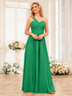 Nerissa Forest Green front view bridesmaid dress