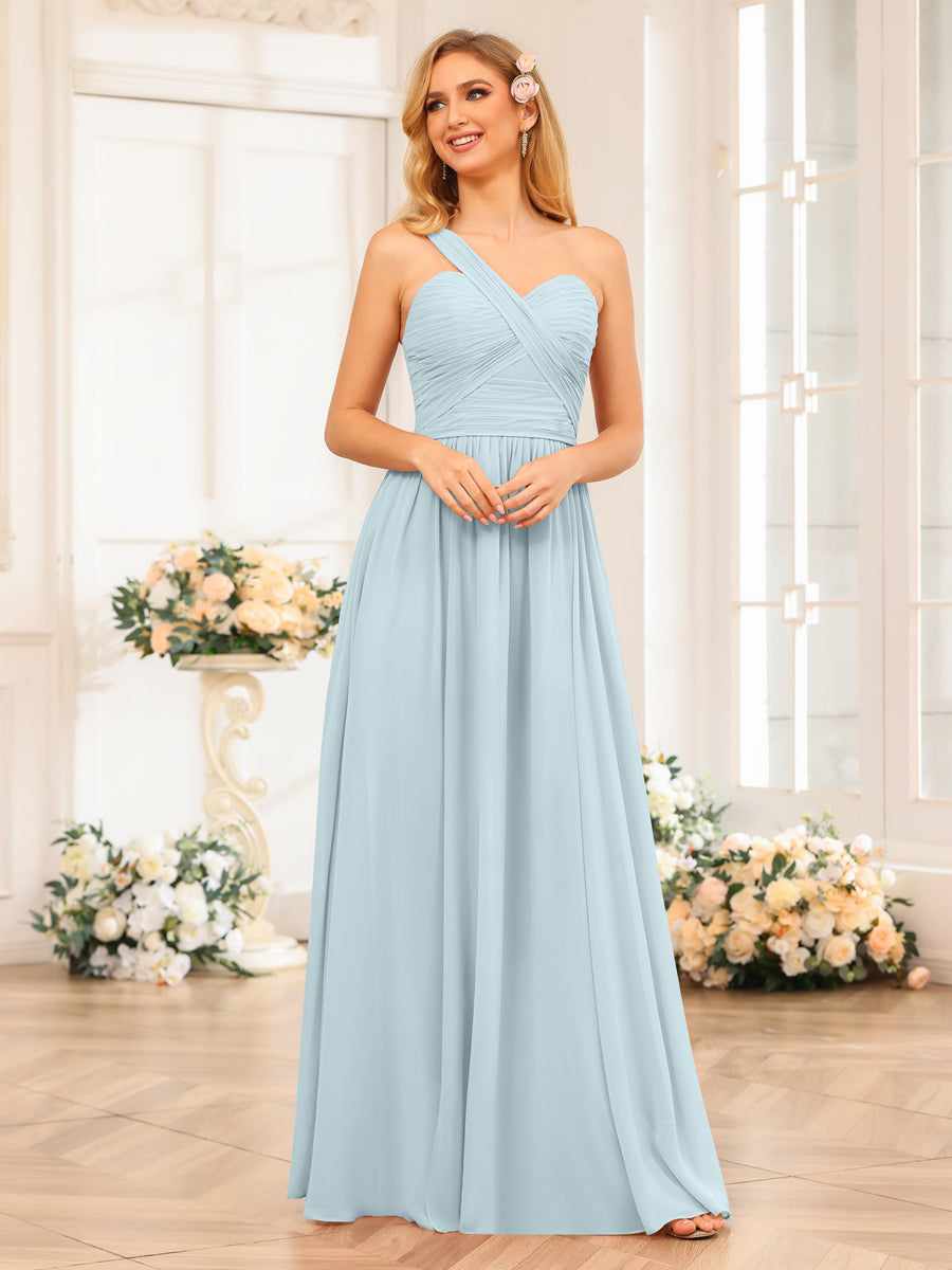 Nerissa Sky Blue front view bridesmaid dress