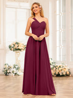 Nerissa Burgundy side view bridesmaid dress