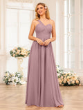 Nerissa Mauve front view bridesmaid dress