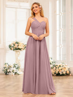 Nerissa Mauve front view bridesmaid dress