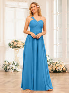 Nerissa Ocean Blue front view bridesmaid dress