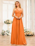 Nerissa Orange front view bridesmaid dress