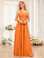 Nerissa Orange front view bridesmaid dress